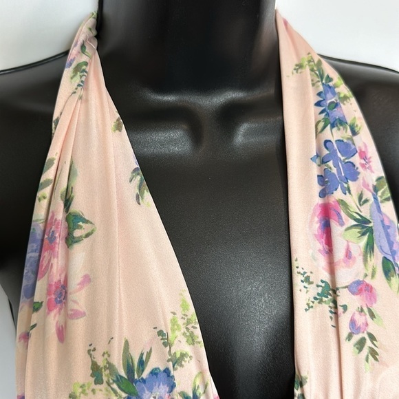 NWT Zara silky floral crop halter corset top light pink S - Picture 3 of 16